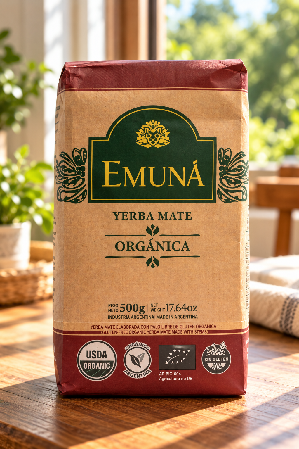 Paquete de yerba mate orgánica EMUNÁ